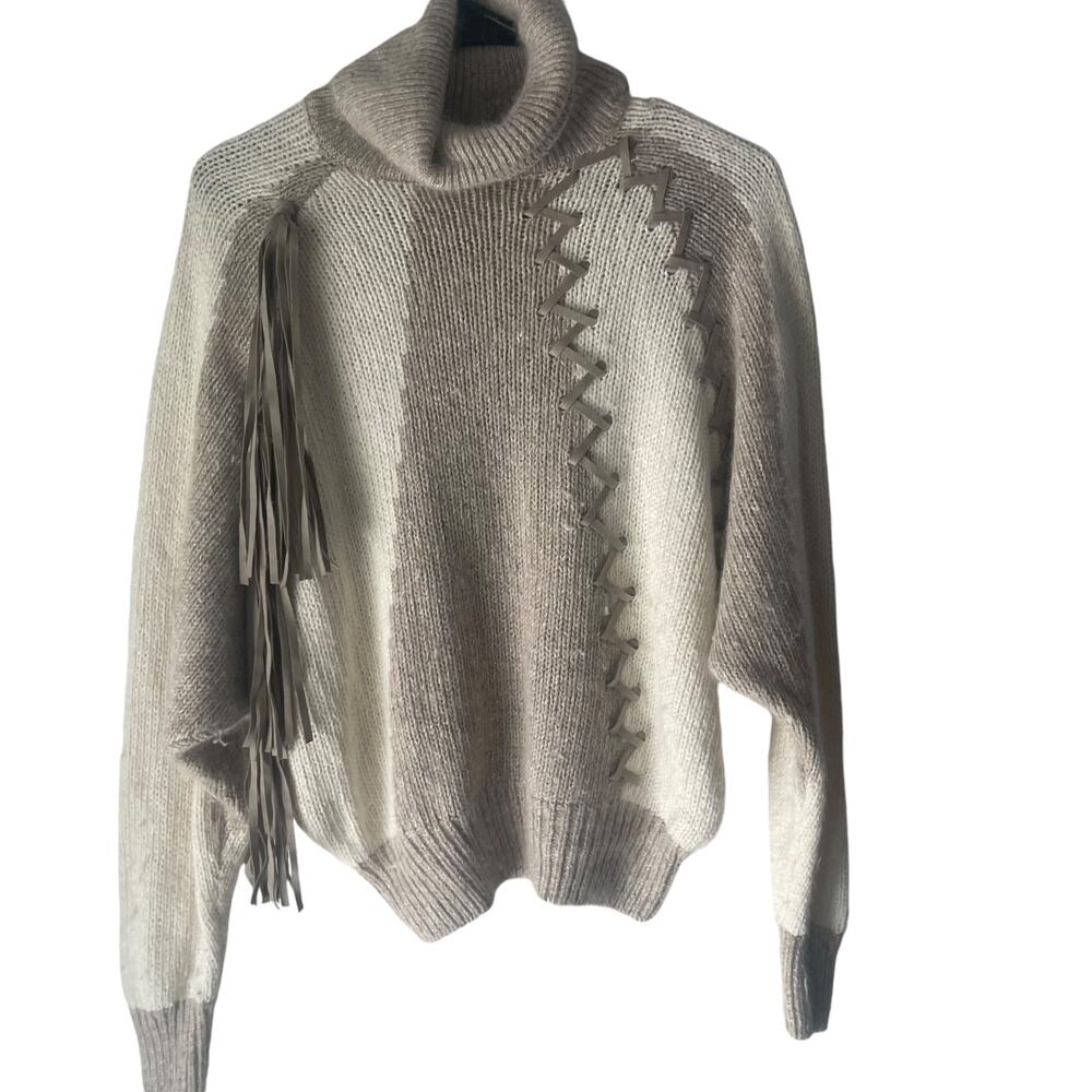 I. B. Diffusion Size Large Silk Angora Lambswool Western‎ Turtleneck Sweater